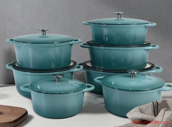 second hand/new: Wholesale Enameled Cast Iron Covered Round Cocotte