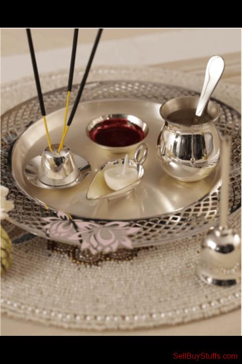 Delhi Buy Silver Plated Pooja Thali Set